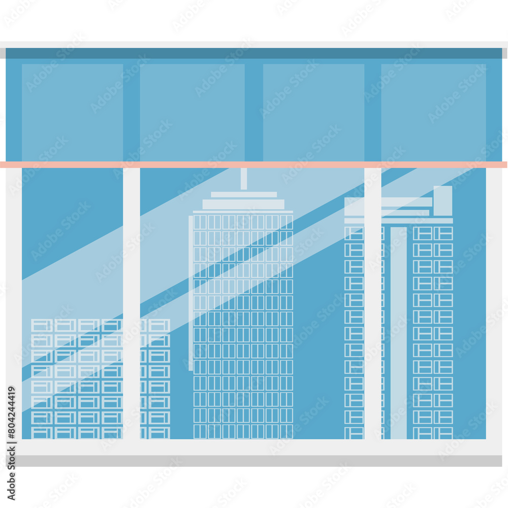 Window with cityscape vector flat icon isolated Window with cityscape vector flat icon isolated