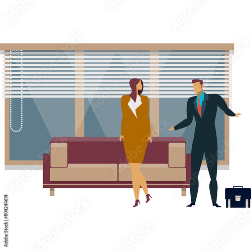 Business office people vector discussion flat icon