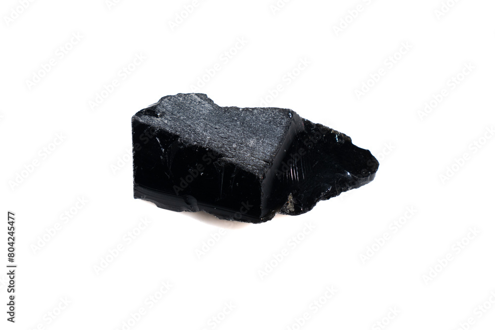 natural obsidian rough gem stone on the white background natural obsidian rough gem stone on the white background