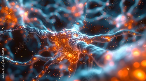 A neural network made up of interconnected nodes and synapses.