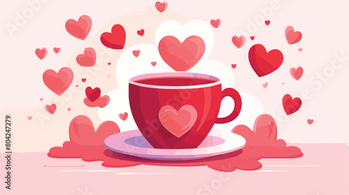 Cup of coffee with hearts on white background. Vale photo