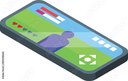 Video game on smartphone icon isometric vector. Digital app. Video screen device