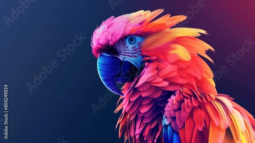 A colorful parrot with a blue beak and red feathers