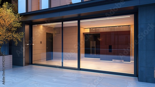 Wallpaper Mural A sleek home entrance with a smart glass door that transitions from clear to opaque Torontodigital.ca