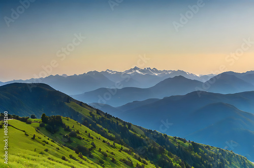 Panorama of the mountains in summer