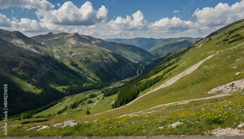 Summer view of mountain pass