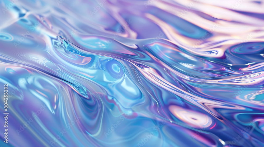Abstract, glass morphism-inspired image featuring a holographic surface that mimics liquid flow with smooth waves, ripples, and a mesmerizing interplay of iridescent colors Abstract, glass morphism-inspired image featuring a holographic surface that mimics liquid flow with smooth waves, ripples, and a mesmerizing interplay of iridescent colors