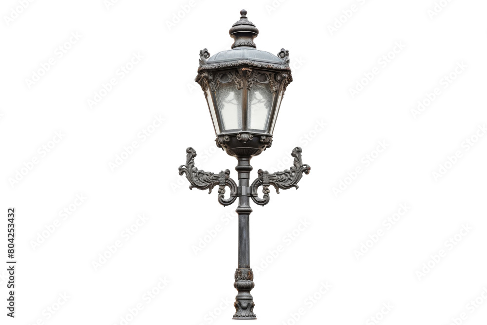 Illuminating Nostalgia: A Vintage Street Light Against a White Canvas. On a White or Clear Surface PNG Transparent Background.