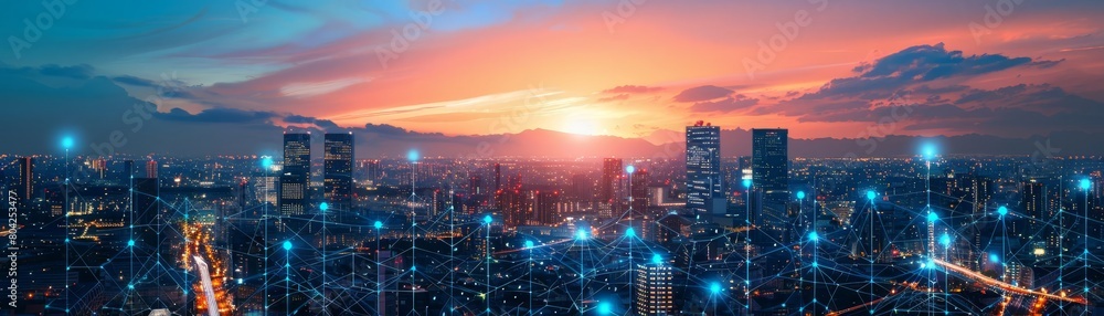 Fototapeta premium Development of a smart grid technology that integrates various forms of clear energy into existing infrastructure