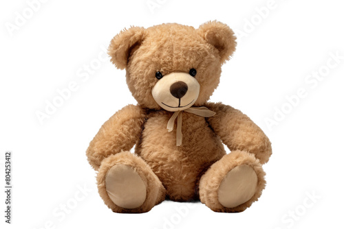 Whimsical Teddy Bear Daydreams Against a Blank Canvas. On a White or Clear Surface PNG Transparent Background. © Usama