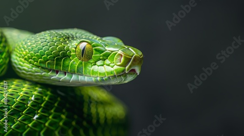 green snake close up.