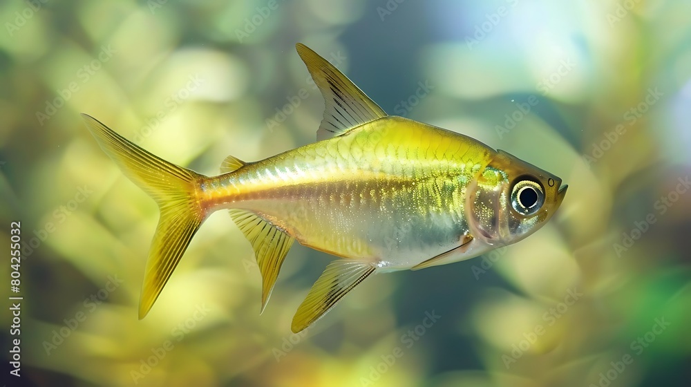 Fototapeta premium Close-Up of a Transparent Fish Amidst Vibrant Aquatic Plants