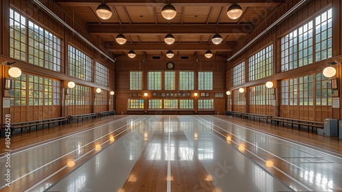 This Fencing arena: Salle equipped with swords and protective gear for intense duels