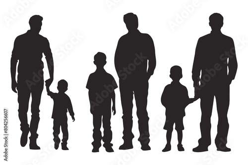 Silhouettes set of man wth son, Fathers day concept