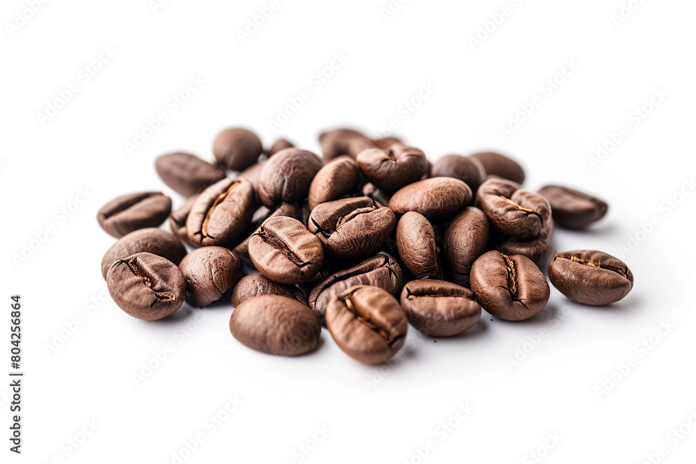 Coffee beans isolated on white background. Heap of roasted beans Coffee beans isolated on white background. Heap of roasted beans