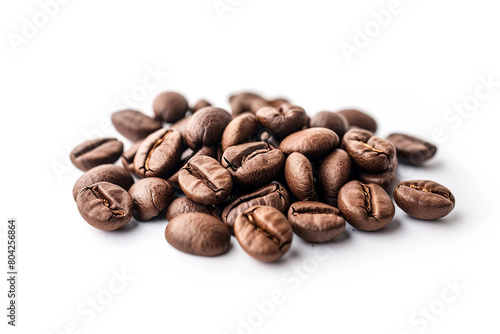 Coffee beans isolated on white background. Heap of roasted beans