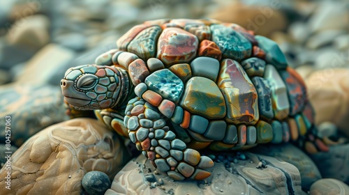 turtle made of stones.