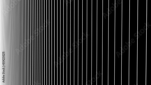 Line Halftone Gradient Effect Pattern. Vertical Straight Lines Background. Black and White Abstract Texture with Parallel Stripes Thick to Thin. Vector Illustration.