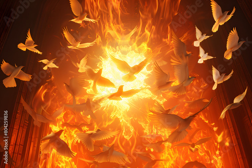 Pentecost Fire, Dove, The Roman Catholic Church therefore observes this day as the Feast of the Holy Spirit, And it is also the birthday of the church photo