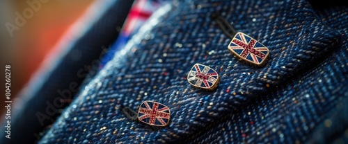 Glittering flag pins to adorn lapels , professional photography and light photo