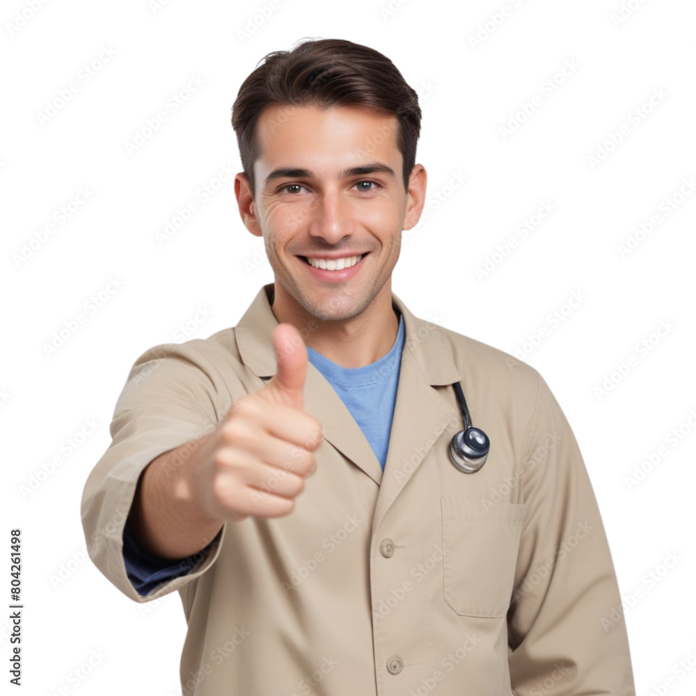 veterinarian giving a thumbs up on Isolated transparent background png. generated with AI veterinarian giving a thumbs up on Isolated transparent background png. generated with AI