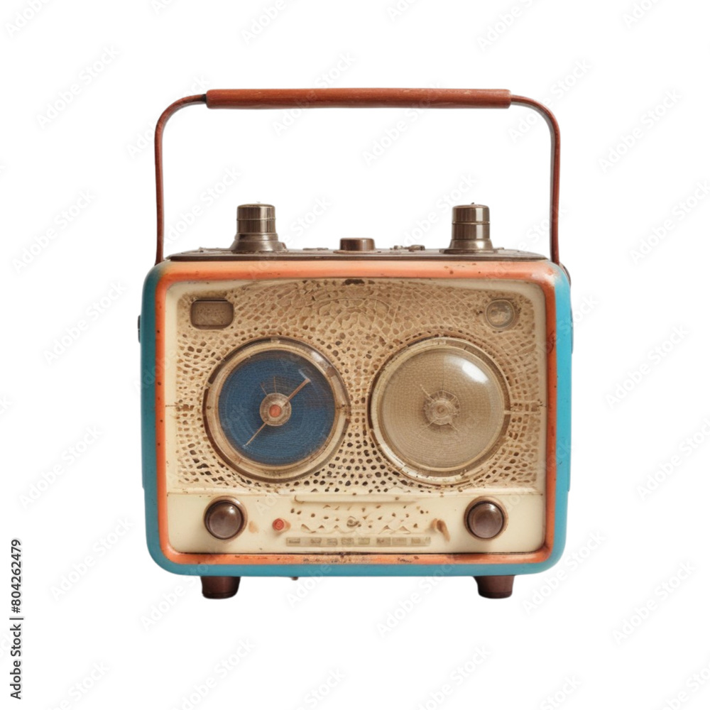 old radio on Isolated transparent background png. generated with AI old radio on Isolated transparent background png. generated with AI