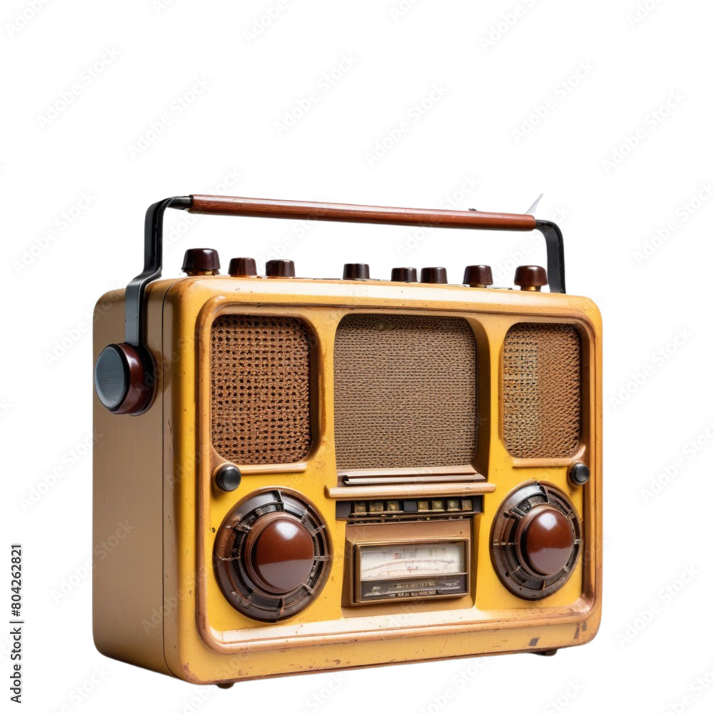 old radio on Isolated transparent background png. generated with AI