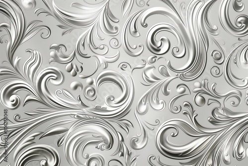 An opulent template featuring swirling patterns in luxurious silver and platinum.
