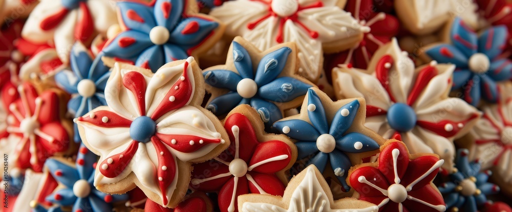 Patriotic cookie bouquets for centerpiece decorations , professional photography and light