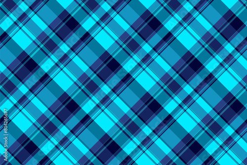 Regular vector seamless pattern, window background texture tartan. Thread check fabric plaid textile in cyan and blue colors.