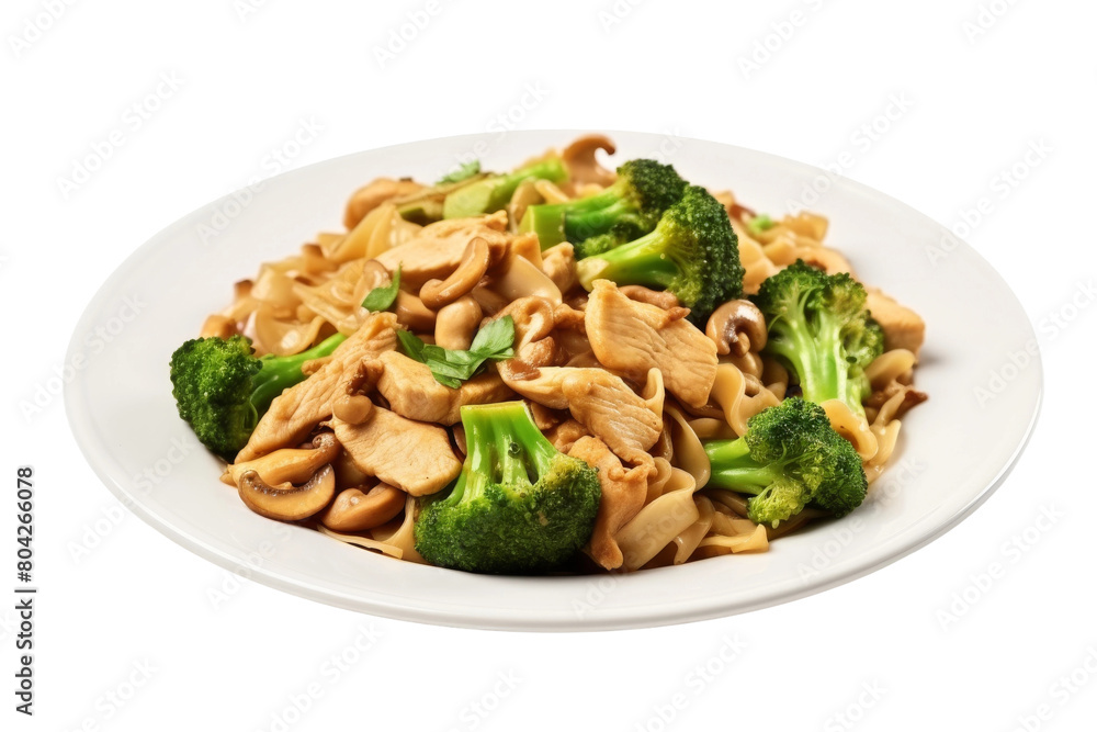 Symphony of Flavors: Pasta and Broccoli Delight. On a White or Clear Surface PNG Transparent Background. Symphony of Flavors: Pasta and Broccoli Delight. On a White or Clear Surface PNG Transparent Background.