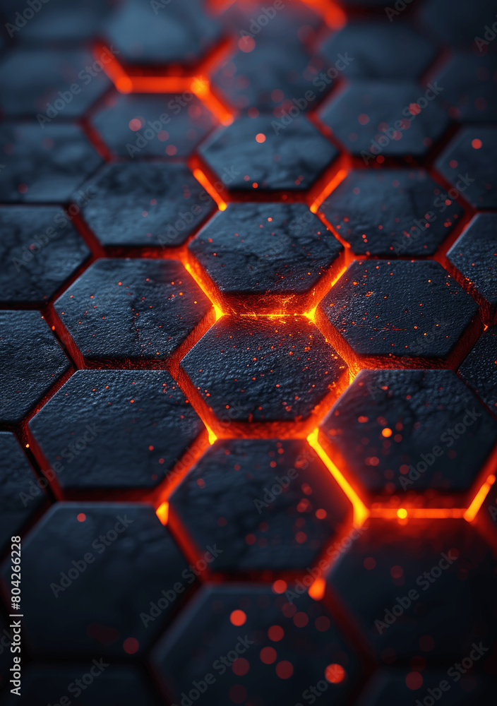 Hexagonal Elegance: Red and Gold Geometric Design with Metallic Accents Hexagonal Elegance: Red and Gold Geometric Design with Metallic Accents