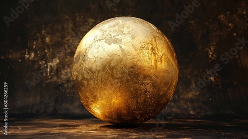 Golden sphere on black background