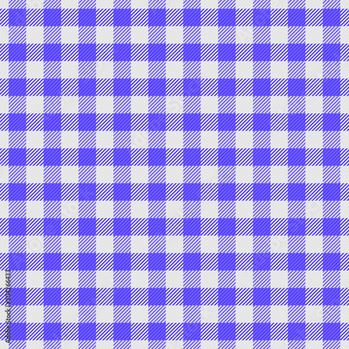Knit textile pattern texture, packing check fabric plaid. Elegant tartan vector seamless background in indigo and sterling silver colors.