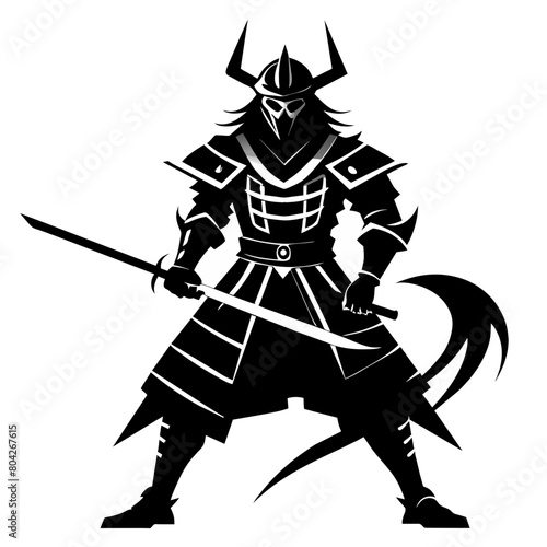 Samurai Vector SVG silhouette illustration, laser cut, Samurai Clip art