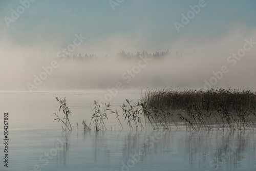 Dawn on Lake Valdai in summer