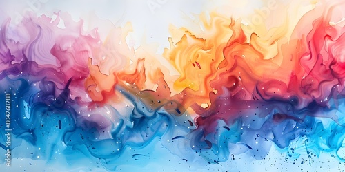Vibrant Watercolor Painting with Flowing Hues and Swirling Textures