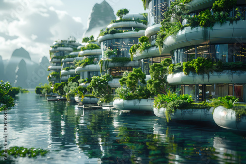 A futuristic cityscape powered entirely by renewable energy sources. AI generated. © Petr