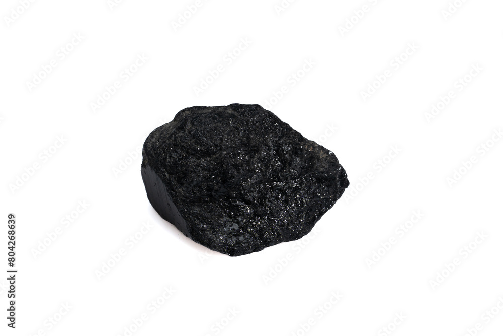 natural black tourmaline gem stone on the white background natural black tourmaline gem stone on the white background