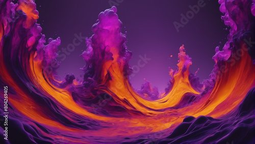 Visuals of liquid magma in shades of purple, yellow, and orange, pulsating and pulsing against a plain background with subtle lighting, capturing the essence of passion and vitality ULTRA HD 8K