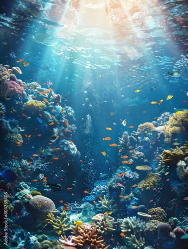 Underwater world  abstract marine backgrounds for your design and copy space - generative ai