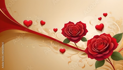 Red rose art gift celebration wallpaper banner, AI generated