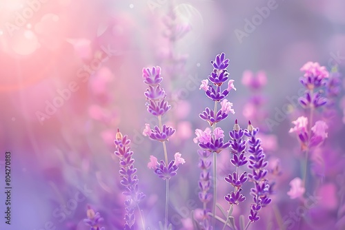 Fine lavender flowers plant and blooming on blurred nature background  panorama. Fine lavender flowers plant and blooming on blurred nature background   banner for website .