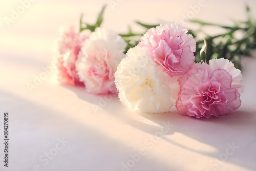 Several carnations on simple background.