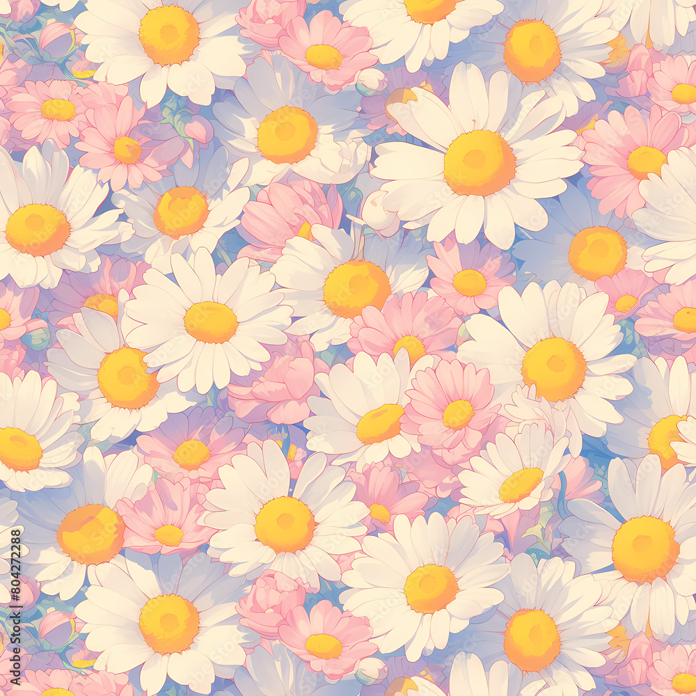 Vintage-inspired continuous daisy patterns with a retro 70s twist. Perfect for fashion designs, home decor, or any creative project