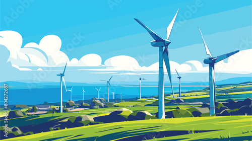 Energy horizontal concept backgrounds with wind tur photo