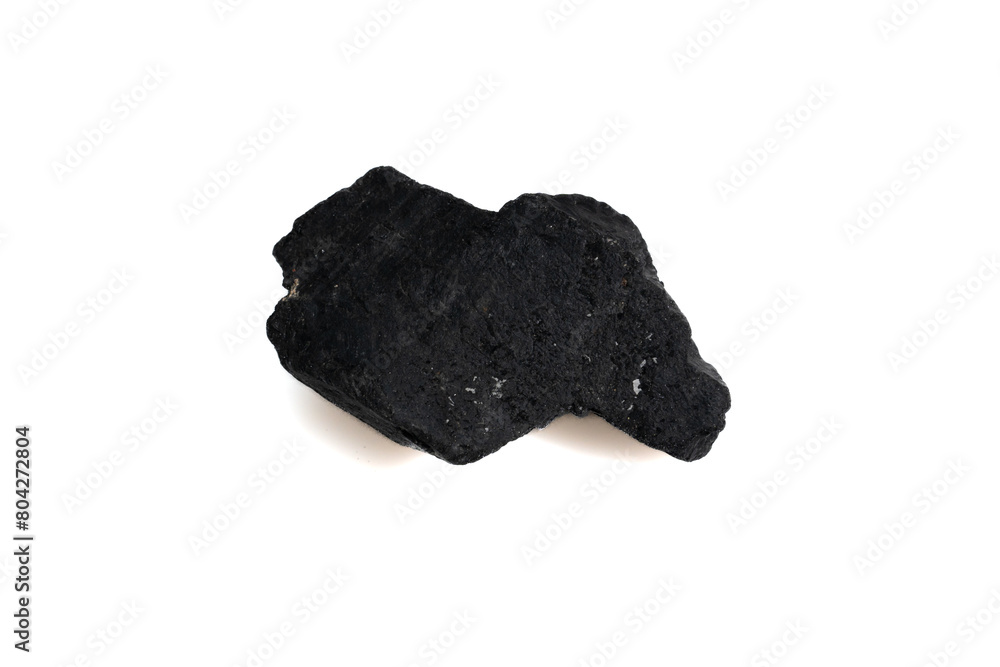 natural black tourmaline gem stone on the white background natural black tourmaline gem stone on the white background