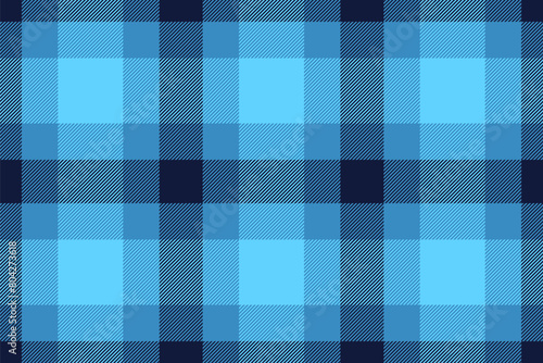 Plaid background, check seamless pattern in blue. Vector fabric texture for textile print, wrapping paper, gift card or wallpaper.
