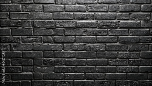 Texture of a black painted brick wall as a background or wallpaper.