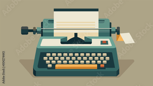 A typewriter with a faded sticker bearing the name of a long forgotten owner leaving one to wonder about the stories and words that were typed on its. Vector illustration